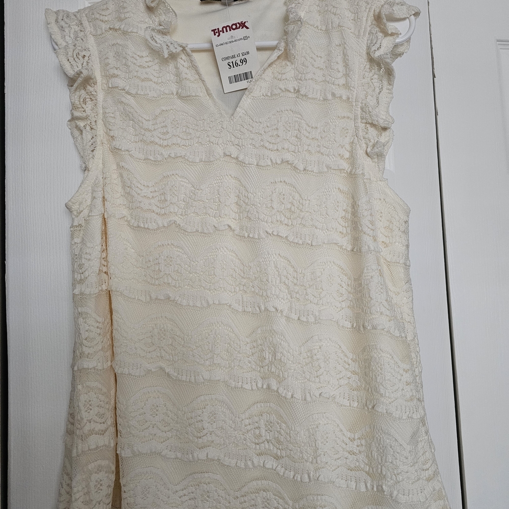 Cream Lace Ruffle Top